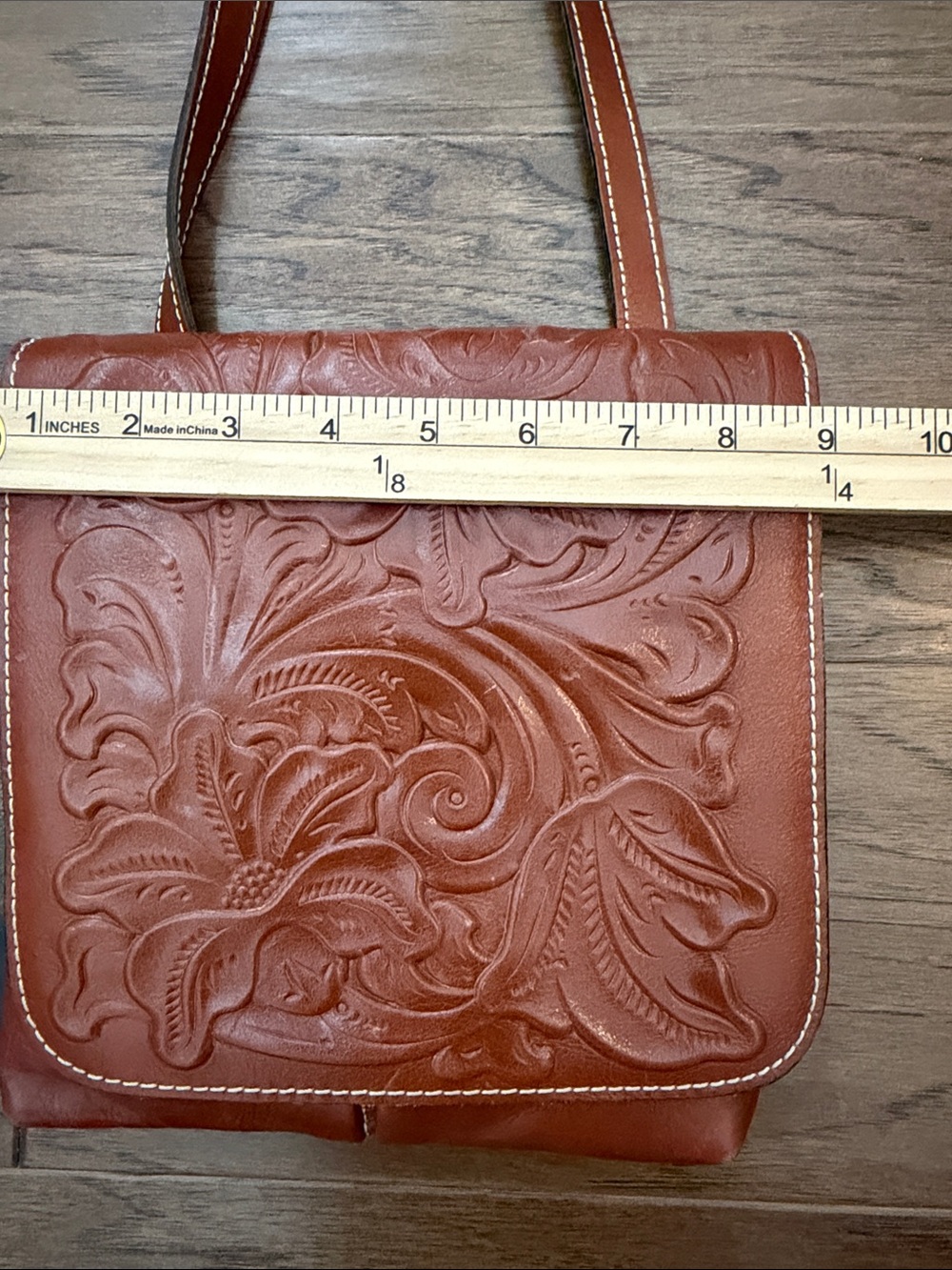 Patricia Nash Granada Crossbody Bag - Tooled Florence Brown Leather - Picture 10 of 12